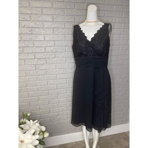 Coldwater Creek Black Lace Ruffle Shift Dress Size 12